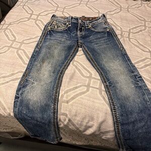 Rock Revival Men's Distressed Blue Bootcut Jeans